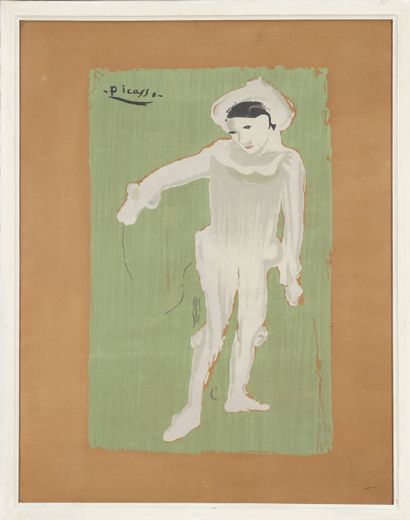 D'après Pablo Picasso (1881-1973) Paul en Pierrot circa 1960 Pochoir en couleur sur... Gazette Drouot