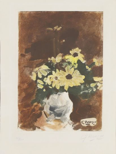 Georges Braque (1882-1963) Bouquet de fleurs Eau-forte et aquatinte sur papier filigrané... Gazette Drouot