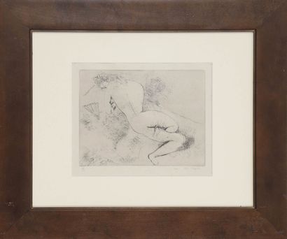 Marc Chagall (1887-1985) Nu à l’éventail 1924 Eau-forte sur papier chine signé au... Gazette Drouot