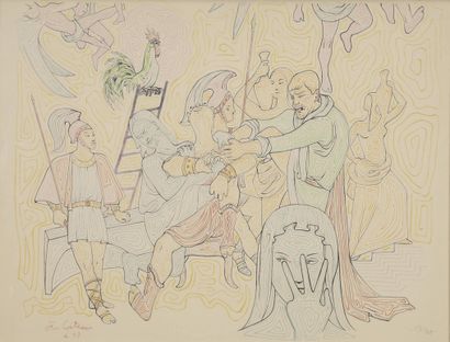 Jean Cocteau (1889-1963) Saint-Pierre outragé par les soldats de Pilate 1957 Lithographie... Gazette Drouot