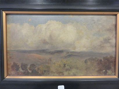 ACHARD "Paysage nuageux", hsc, cachet de signature bg, 20x34 cm 