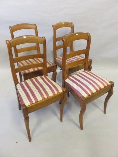 CHAISE Set of four cherrywood chairs (missing).