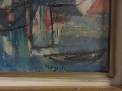 MARZELLE "Sailboats", hst, sbd, 22x33 cm