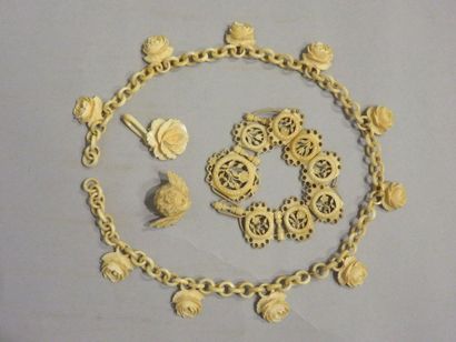 null Collier, bracelet, broche et pendentif en ivoire