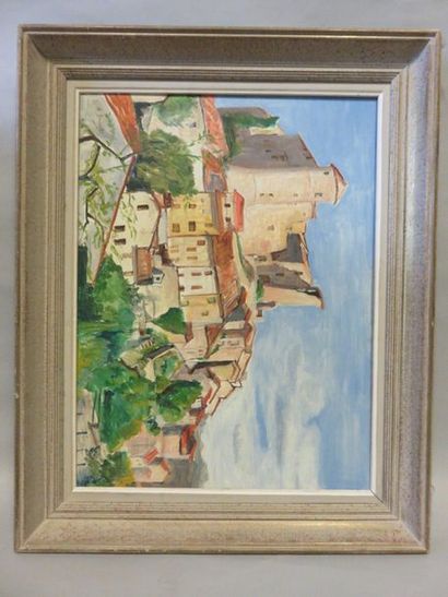 A.BRUNET "Village provençal", huile sur isorel, sbg. 45x61 cm