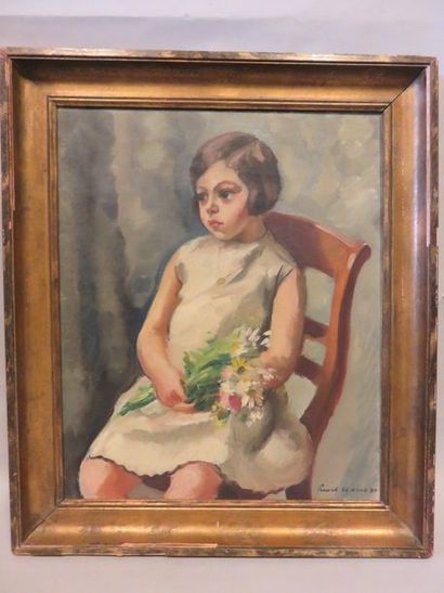 Charles PICART LEDOUX "Portrait de jeune fille", huile sur toile, sbd, datée 30....