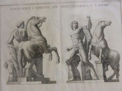 null "Cavalier et cheval de Montecaballo à Rome", gravure. 35x45 cm
