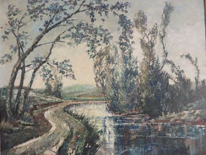 René HESSE "La Seille", huile sur toile, sbd. 54x66 cm
