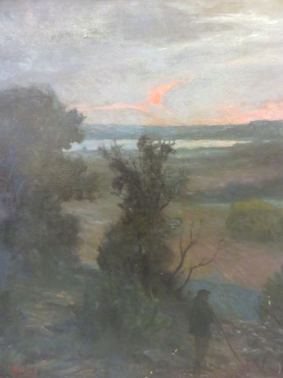 CILINET "Crépuscule", huile sur toile, daté 1935, sbg. 81x65 cm