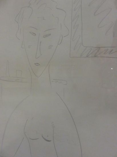 null "Buste de femme", dessin (?). 46x36 cm