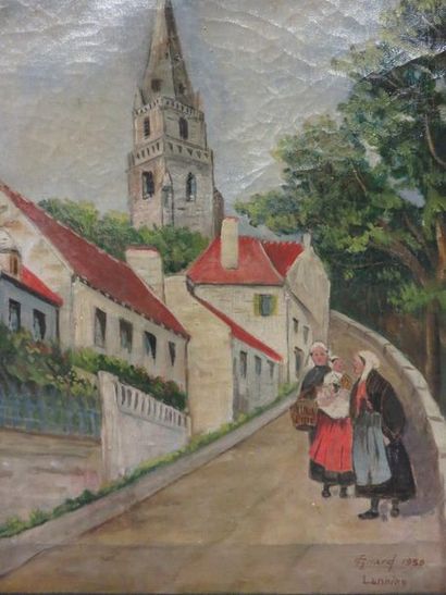 GIRARD "Rue de Lannion", huile sur toile, sbd, daté 1930. 46x38 cm