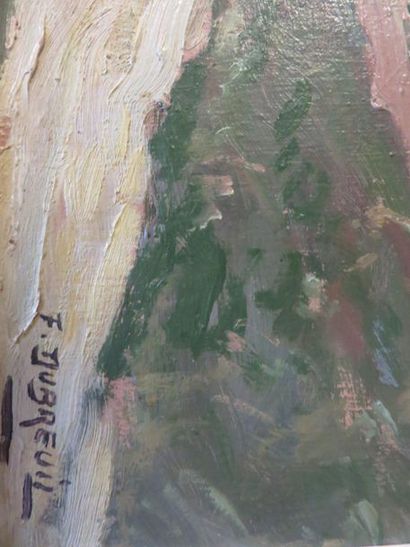 F. DUBREUIL "Rivage breton", huile sur panneau, sbd. 46x55 cm