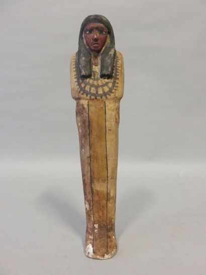 null Statuette égyptienne en bois polychrome. 31 cm