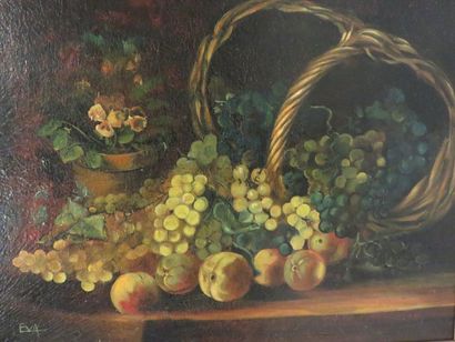 EVA "Nature morte aux fruits", huile sur toile, sbg. 60x80 cm