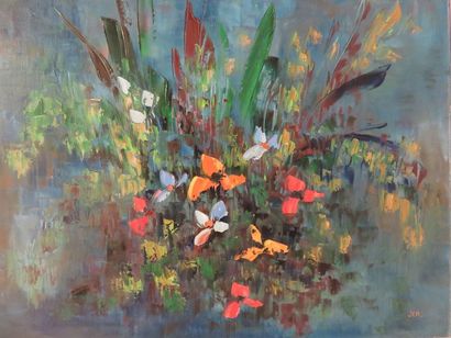 JEA "Bouquet", oil on canvas, sbd. 54x65 cm