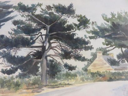 null "Paysage breton", aquarelle, sbd. 30x47 cm