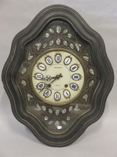 Horloge Blackened wooden wall clock. Dupet to Darney. 62x49x13 cm
