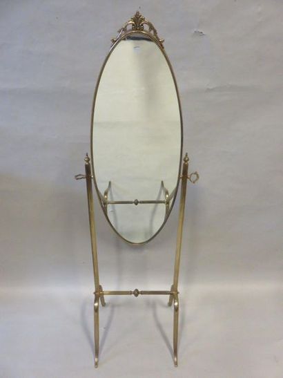 * Miroir Psyche mirror in bronze and brass. 165,5x56x44 cm
