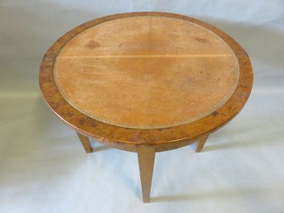 Table Table demi-lune à abattant en placage de bois de ronce de style Directoire....