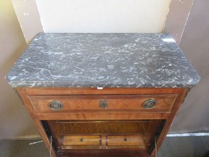 SECRETAIRE Secretary right with one flap and four drawers, grey marble top. Transition...