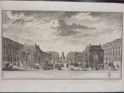 null Deux gravures: "Place Louis le Grand", 30x45 cm et "Bossuet", 56x40 cm