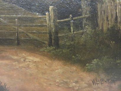 W.B.BRITTON School XIX°: "Landscape", oil on canvas, sbd (missing). 46x46 cm