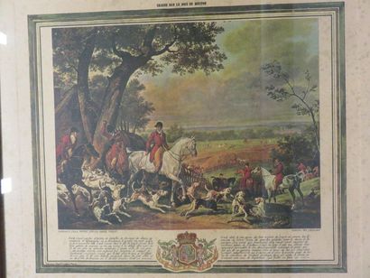 null Print after H.Vernet: "Hunting in the wood of Meudon". 55x65 cm