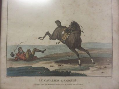 null Estampe d'après C.Vernet: "Le cavalier démonté". 28x32 cm