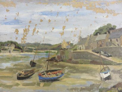 null "Port at low tide", oil on canvas (missing). 31,5x49,5 cm