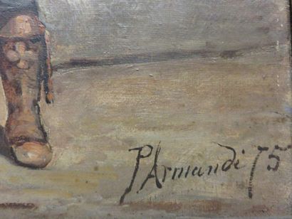 P.ARMANDI "Aficionado", huile sur toile, sbd (acc.). 40x26,5 cm