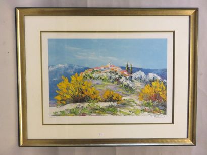 null D'après Belvisi: "Paysage de Provence", lithographie, 16/390. 44x66 cm