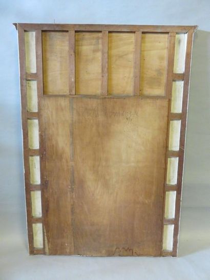 TRUMEAU Trumeau en bois laqué blanc (accident à la glace). 160x116 cm
