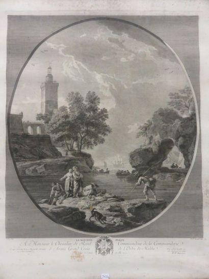 null According to J. Vernet: "Le rocher percé", print. 69x56 cm