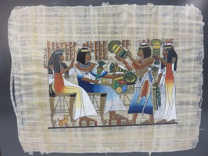 null Deux reproductions et un papyrus (46x56 cm).
