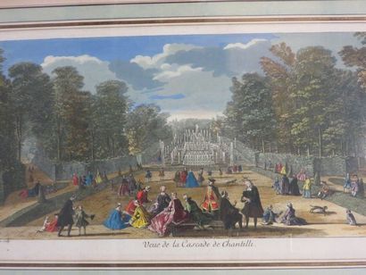 null D'après Rigaud : "Vues de Chantilly", trois estampes. 35x59 cm