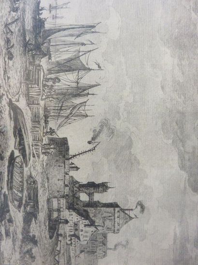 null D'après Weirotter : "Port" et "moulin", deux estampes. 16x21 cm