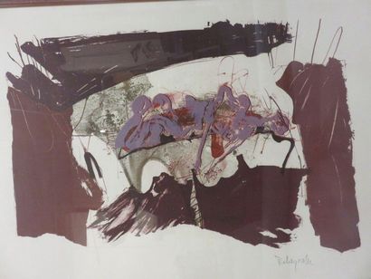 null D'après Rebeyrolle : "Abstraction", lithographie, sbd. 42x62 cm