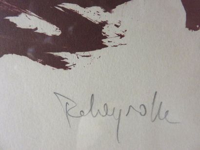 null D'après Rebeyrolle : "Abstraction", lithographie, sbd. 42x62 cm