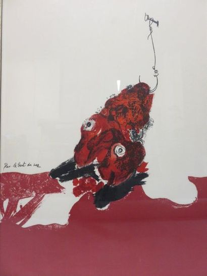 null D'après Rebeyrolle : "Par le bout du nez", lithographie, non signée. 86x61 ...