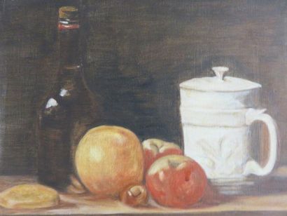 null "Nature morte aux fruits", huile sur toile. 27x35 cm
