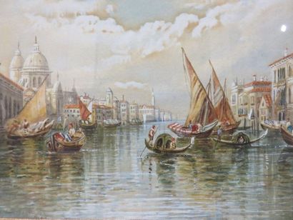 David ROBERT David Robert "Canal à Venise", aquarelle, sbg et daté 1825. 17x21,5...