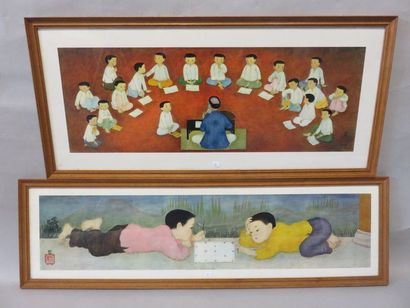 null D'après Mai Thu : "Enfants", deux reproduction. 41x90 cm et 30x102 cm