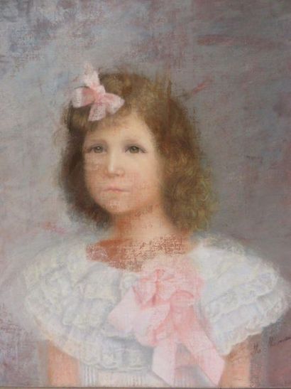 null "Portrait de jeune fille", pastel. 46x38 cm