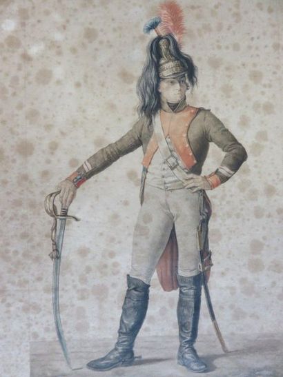 null Six estampes diverses : "Louis XV", "Paysages", "Soldats", "Collège"