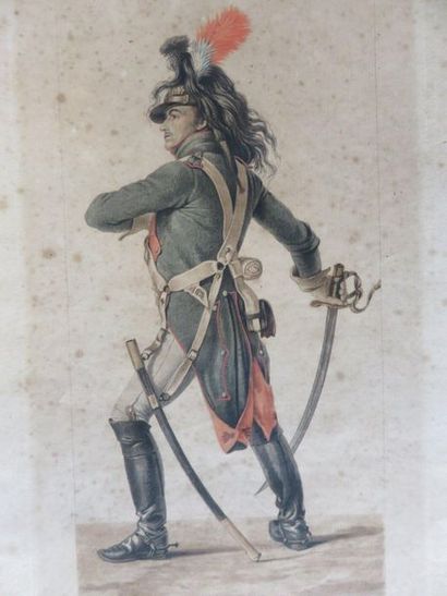 null Six estampes diverses : "Louis XV", "Paysages", "Soldats", "Collège"