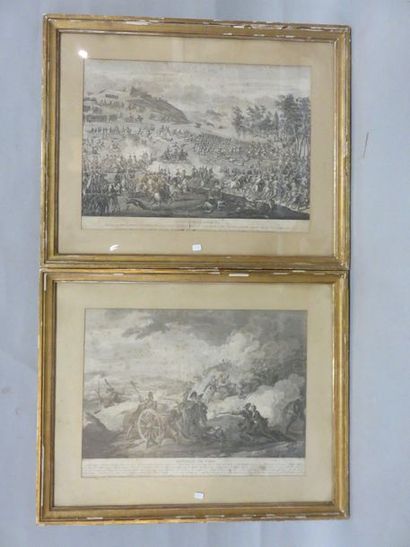 null "Bataille de la Moskova" et "Bataille de Paris", deux estampes. 36x48 cm en...