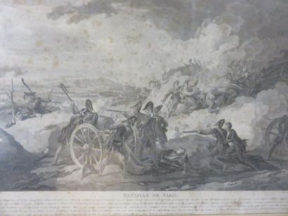 null "Bataille de la Moskova" et "Bataille de Paris", deux estampes. 36x48 cm en...