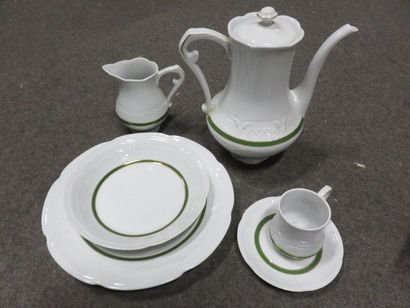null Handle of parts of tableware and tea service in white and green porcelain B...
