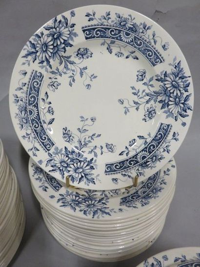 null Salins earthenware earthenware dinner service with blue floral decoration on...