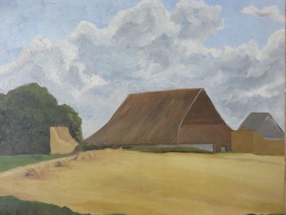 null "Barn," oil on canvas. 33x41 cm